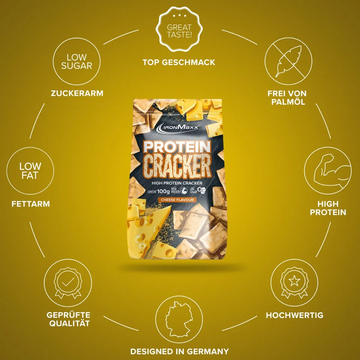 IronMaxx Protein Cracker Cheese Protein-Snack 100 g