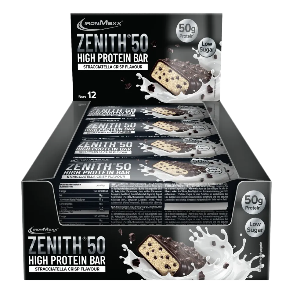 Iron Maxx ZENITH 50 Proteinriegel Stracciatella Crisp 12x100g