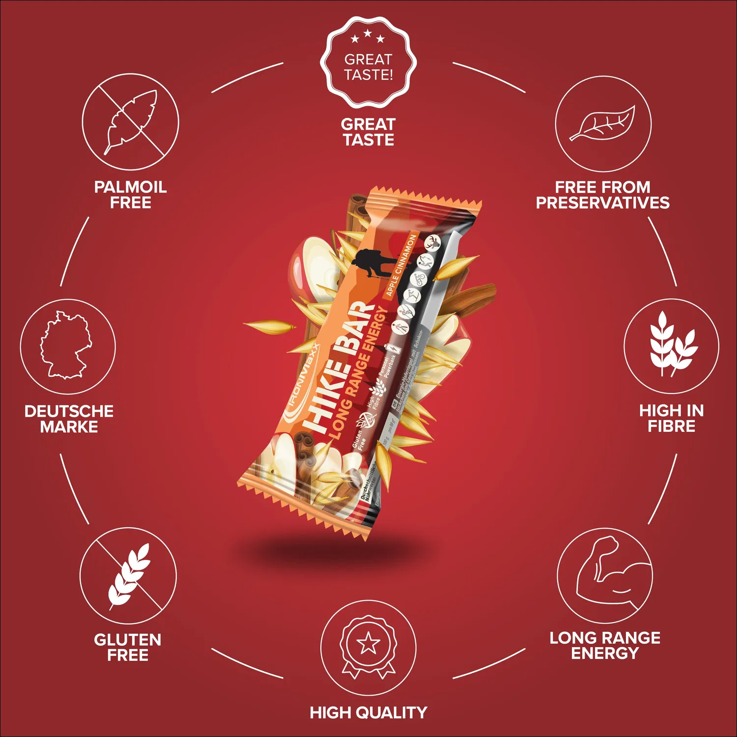 Iron Maxx Hike Bar Energieriegel Apple Cinnamon 60g vegan