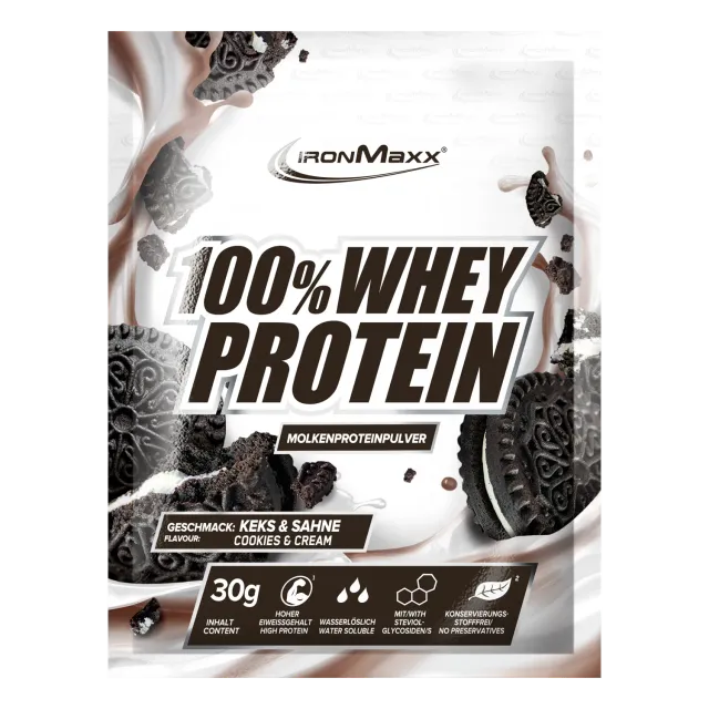 Iron Maxx 100% Whey Protein Pulver Cookies & Cream 30g zuckerfrei