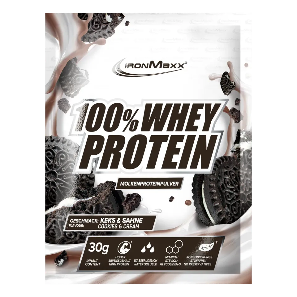 Iron Maxx 100% Whey Protein Pulver Cookies & Cream 30g zuckerfrei