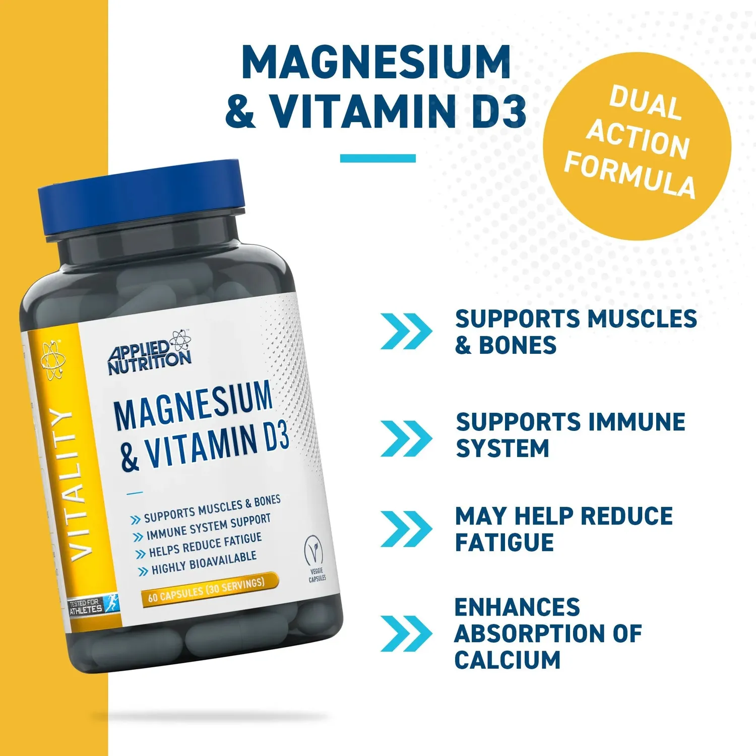 Applied Nutrition Calcium Magnesium Kapseln 60 Kapseln D3