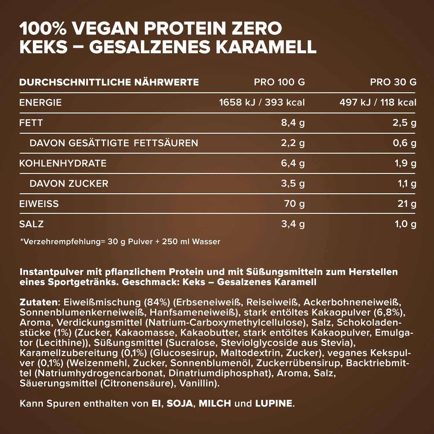 Iron Maxx 100% Vegan Protein Zero 500g Dark Cookie Salted Caramel vegan