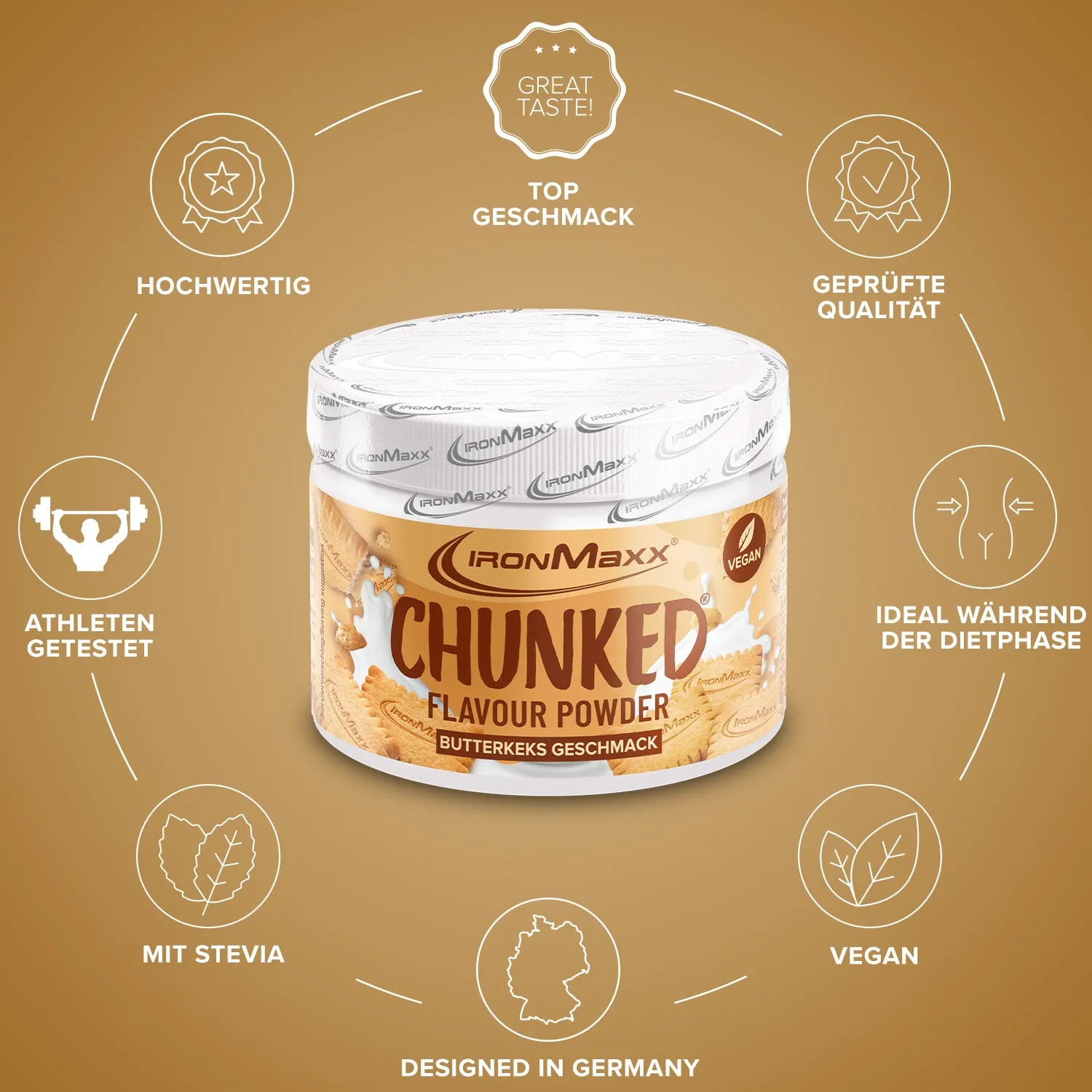 Iron Maxx Chunked Geschmackspulver Butterkeks 150g vegan