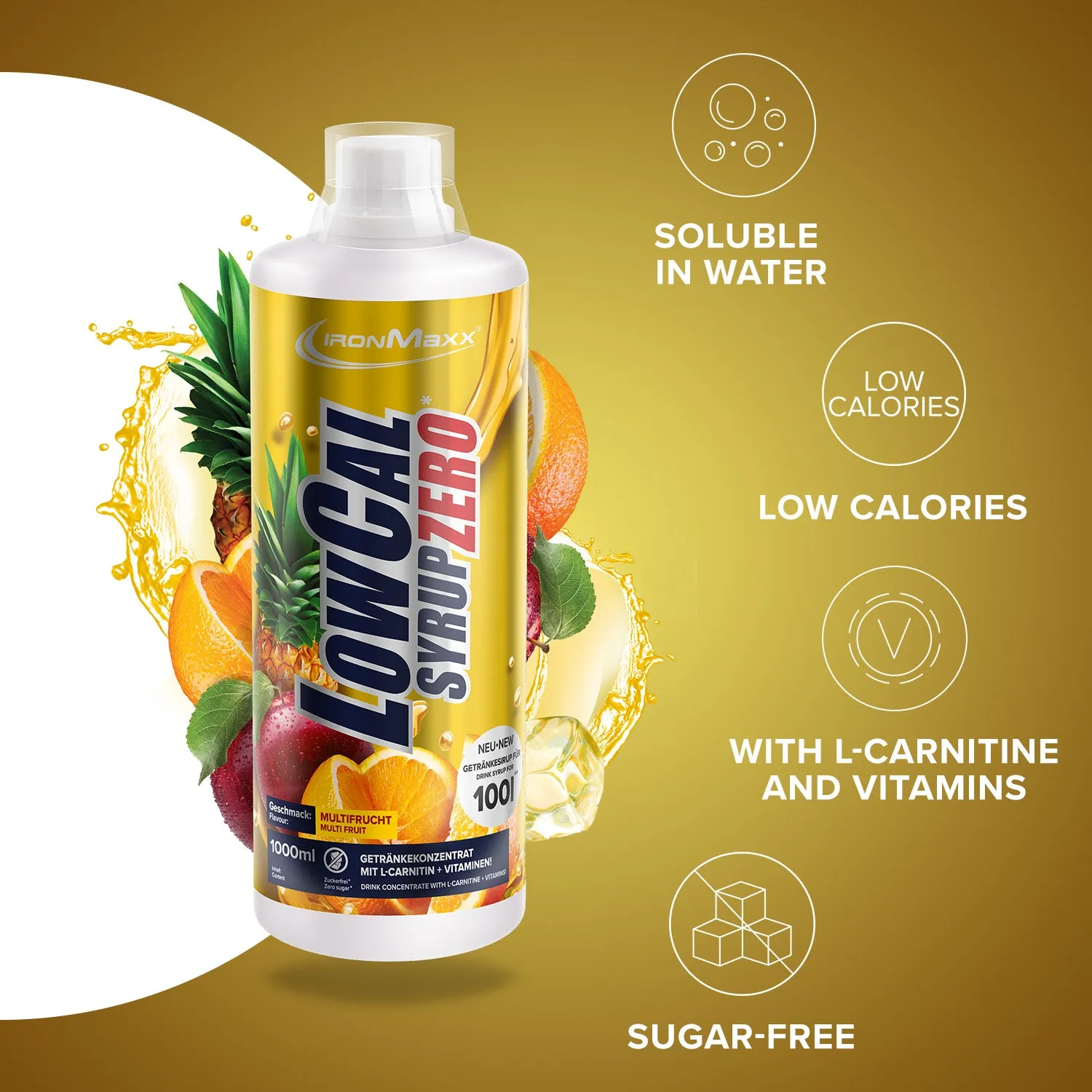 Iron Maxx LowCal Syrup Zero 1000ml Multifrucht Getränkesirup