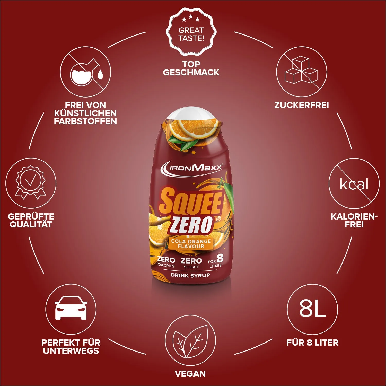 Iron Maxx SqueeZero Cola Orange Sirup 65ml zuckerfrei