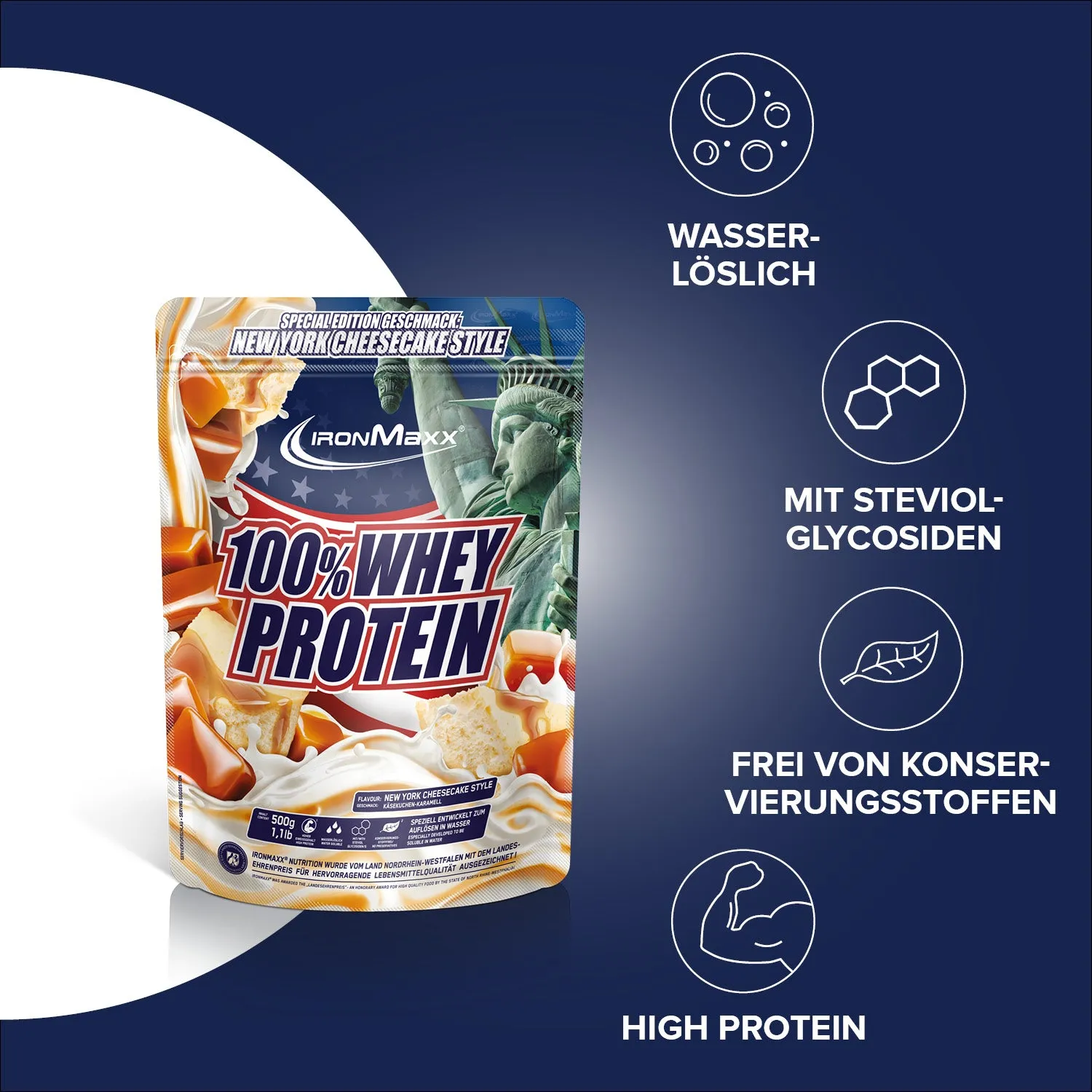 Iron Maxx 100% Whey Proteinpulver New York Cheesecake 500 g zuckerfrei