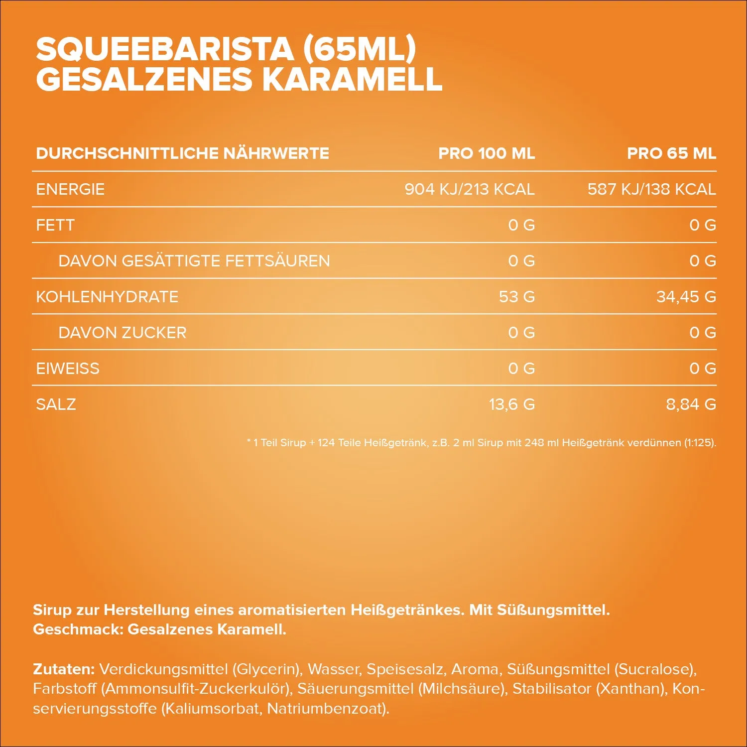 Iron Maxx SqueeBarista Sirup 65 ml Salted Caramel zuckerfrei