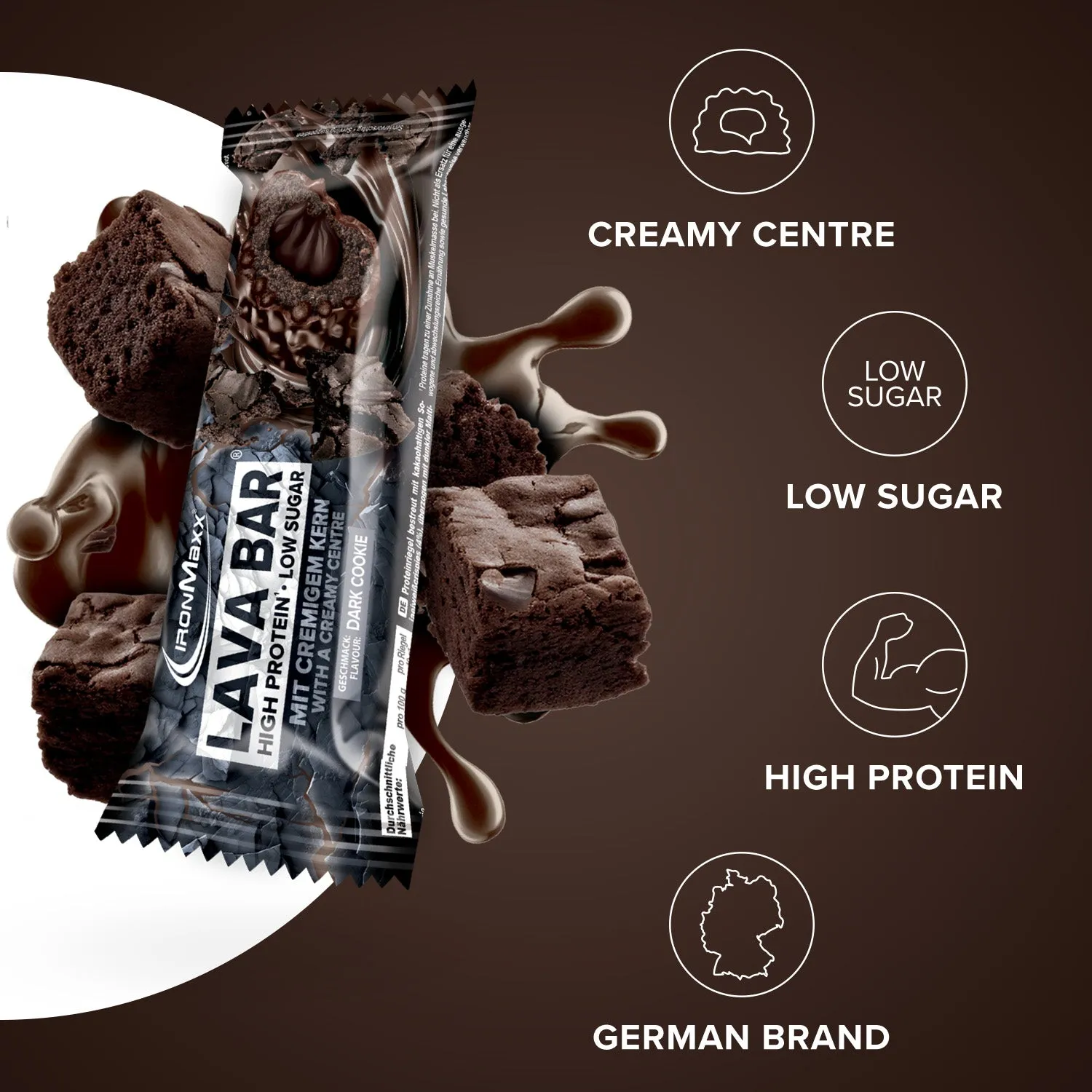 Iron Maxx Lava Bar Proteinriegel 40g Dark Cookie zuckerarm