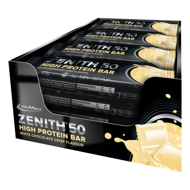 Iron Maxx ZENITH® 50 Protein Riegel White Chocolate Crisp 16 x 45 g