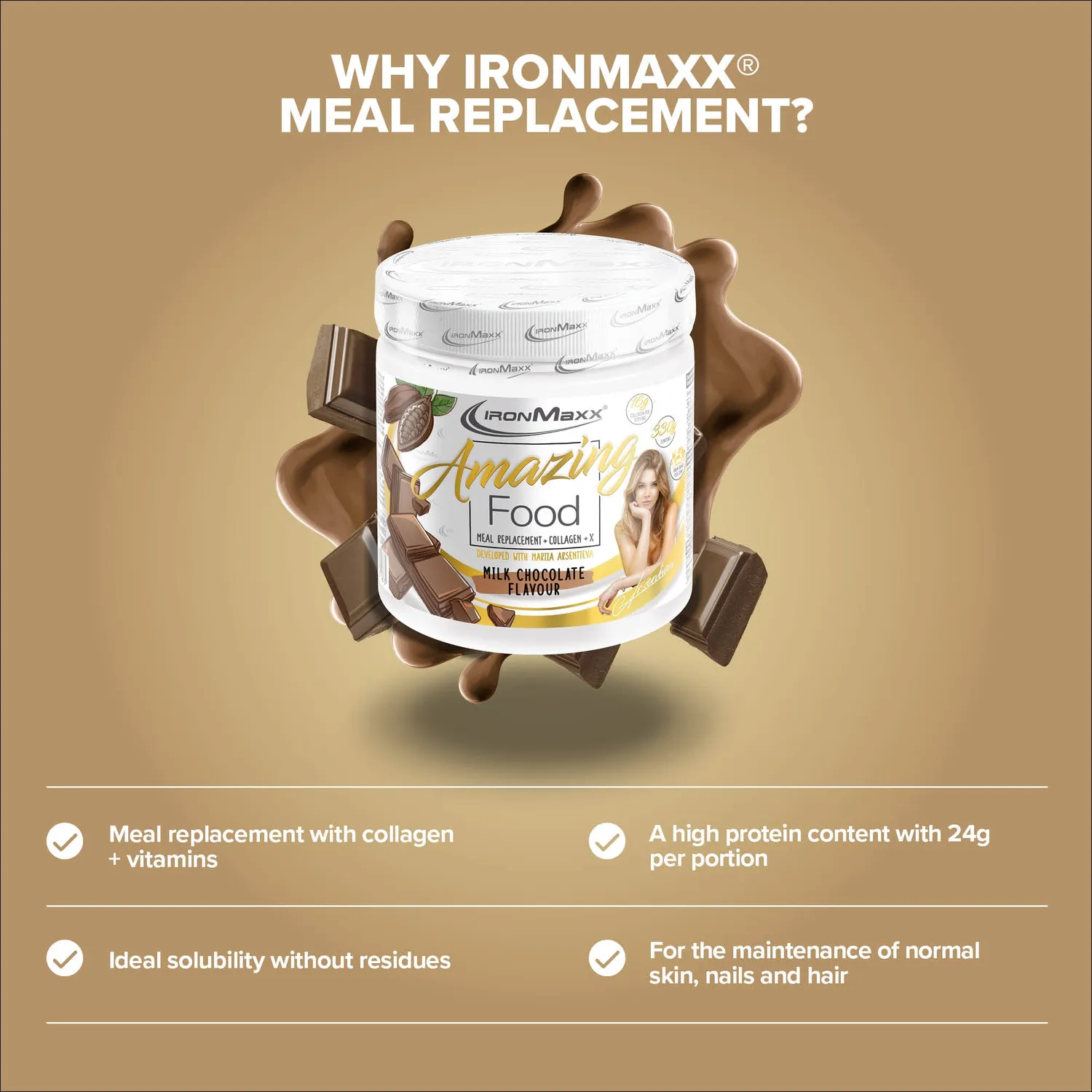 Iron Maxx Amazing Food 330g Milk Chocolate Diätpulver