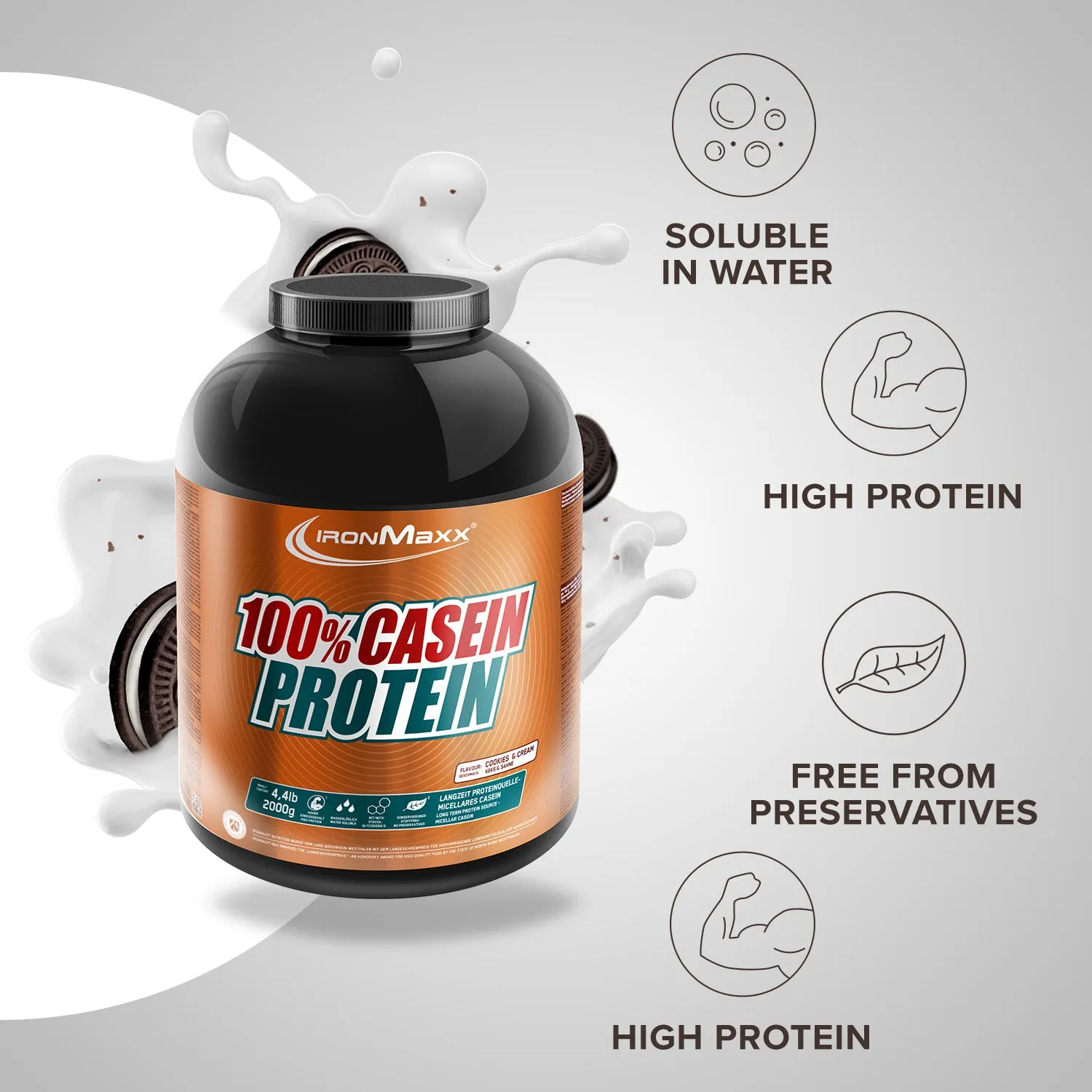 Iron Maxx 100% Casein Protein Cookies Cream 2000 g