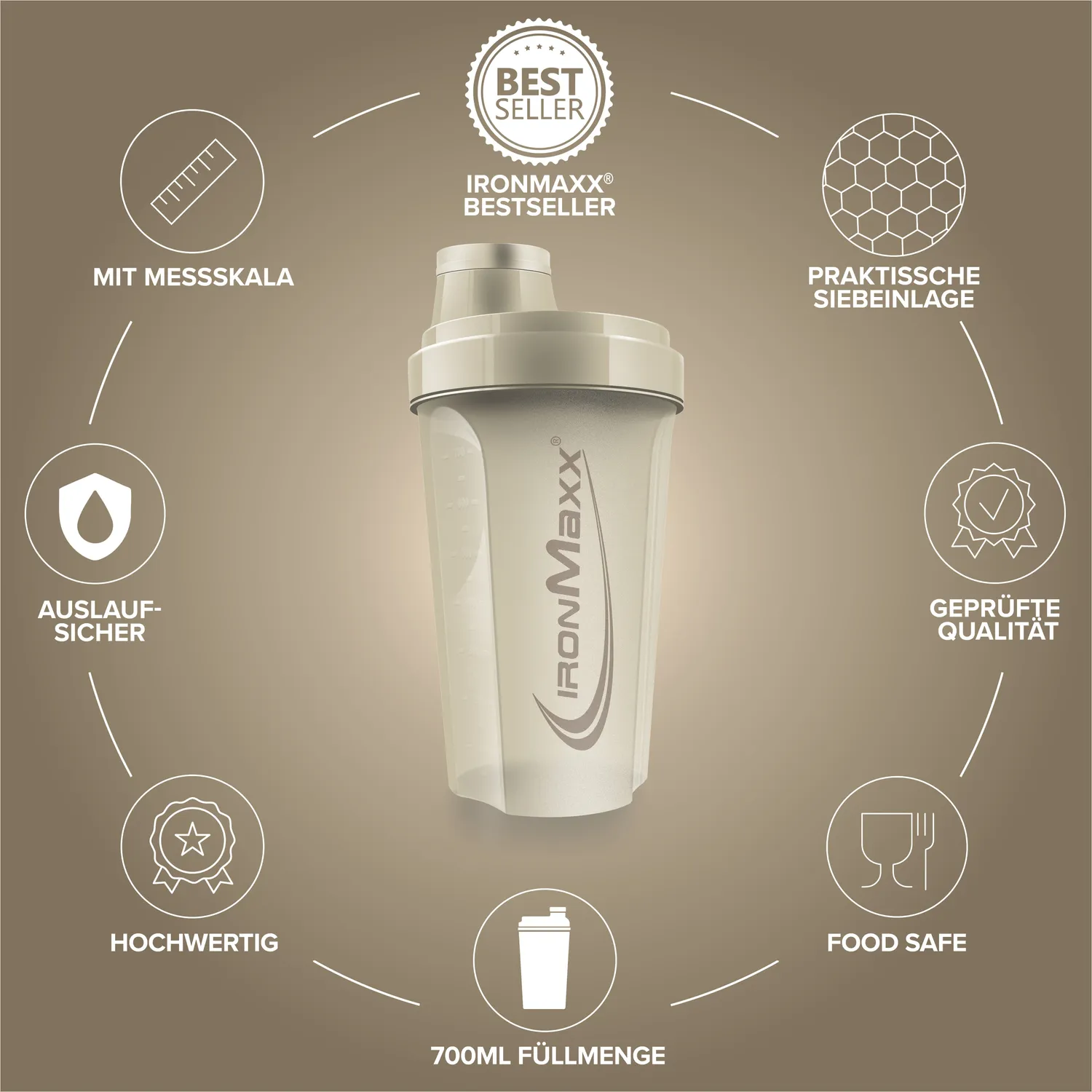 Iron Maxx Shaker 700 ml Sandstone Beige BPA-frei