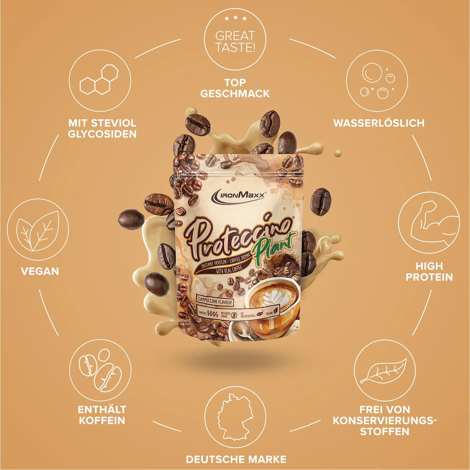 Iron Maxx Proteccino Plant Proteinpulver 500 g Cappuccino vegan