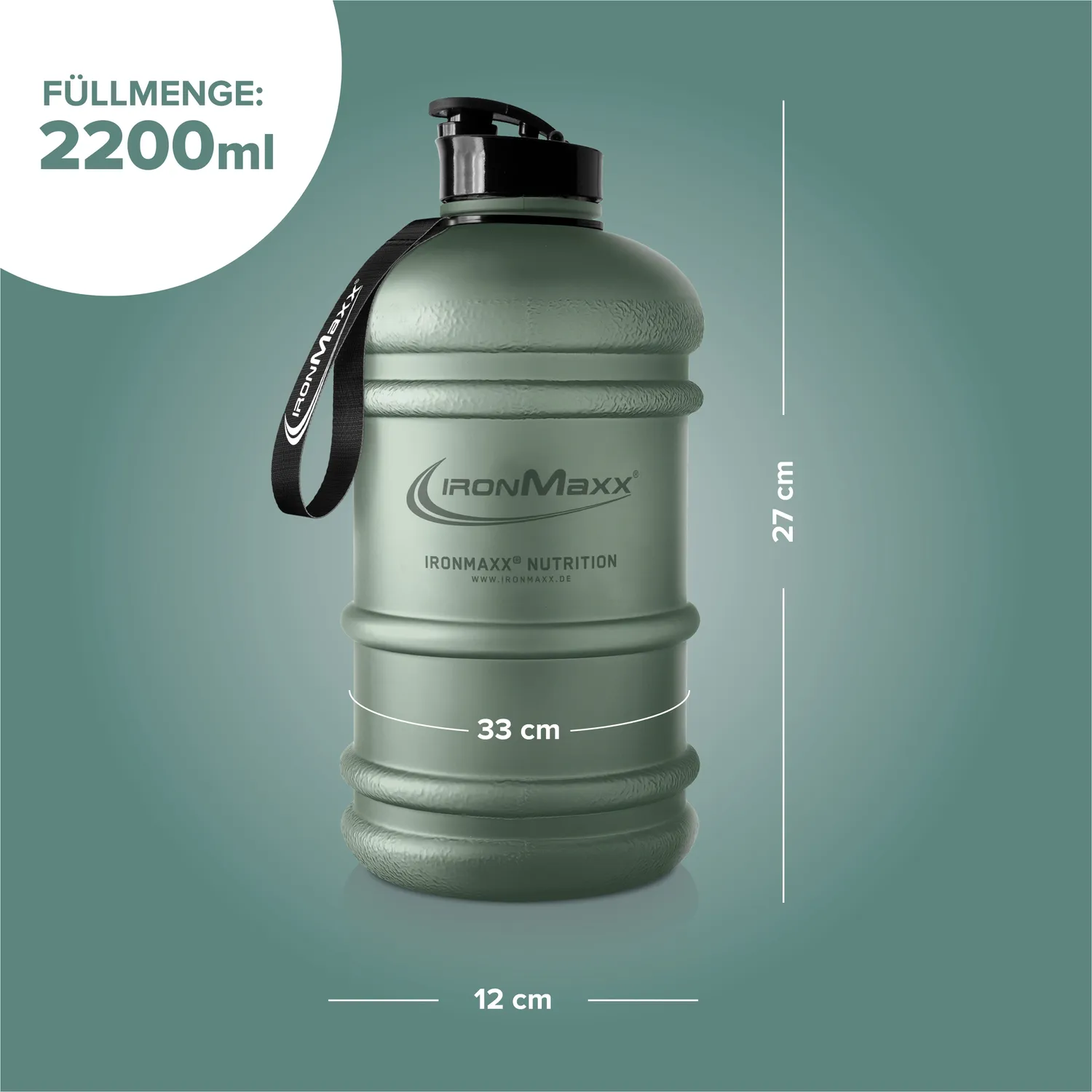 Iron Maxx Water Gallon Trinkflasche 2200ml Mineral Green BPA-frei