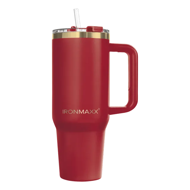 IronMaxx Cup V3.0 1200 ml Trinkbecher Ruby Red Edelstahl isoliert