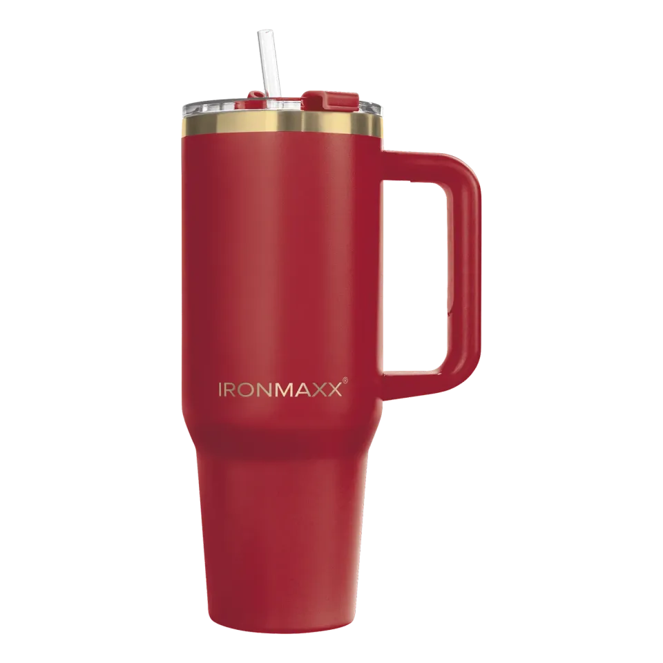IronMaxx Cup V3.0 1200 ml Trinkbecher Ruby Red Edelstahl isoliert