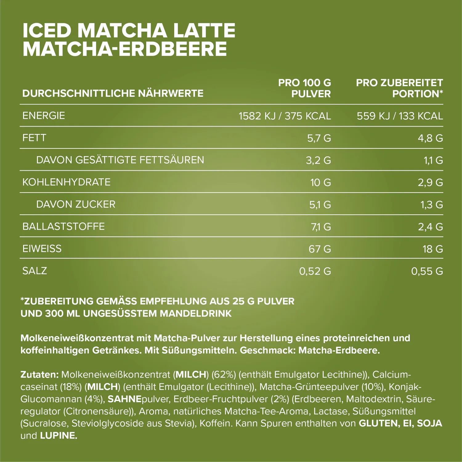 Iron Maxx Iced Matcha Latte Strawberry Matcha 300g proteinreich