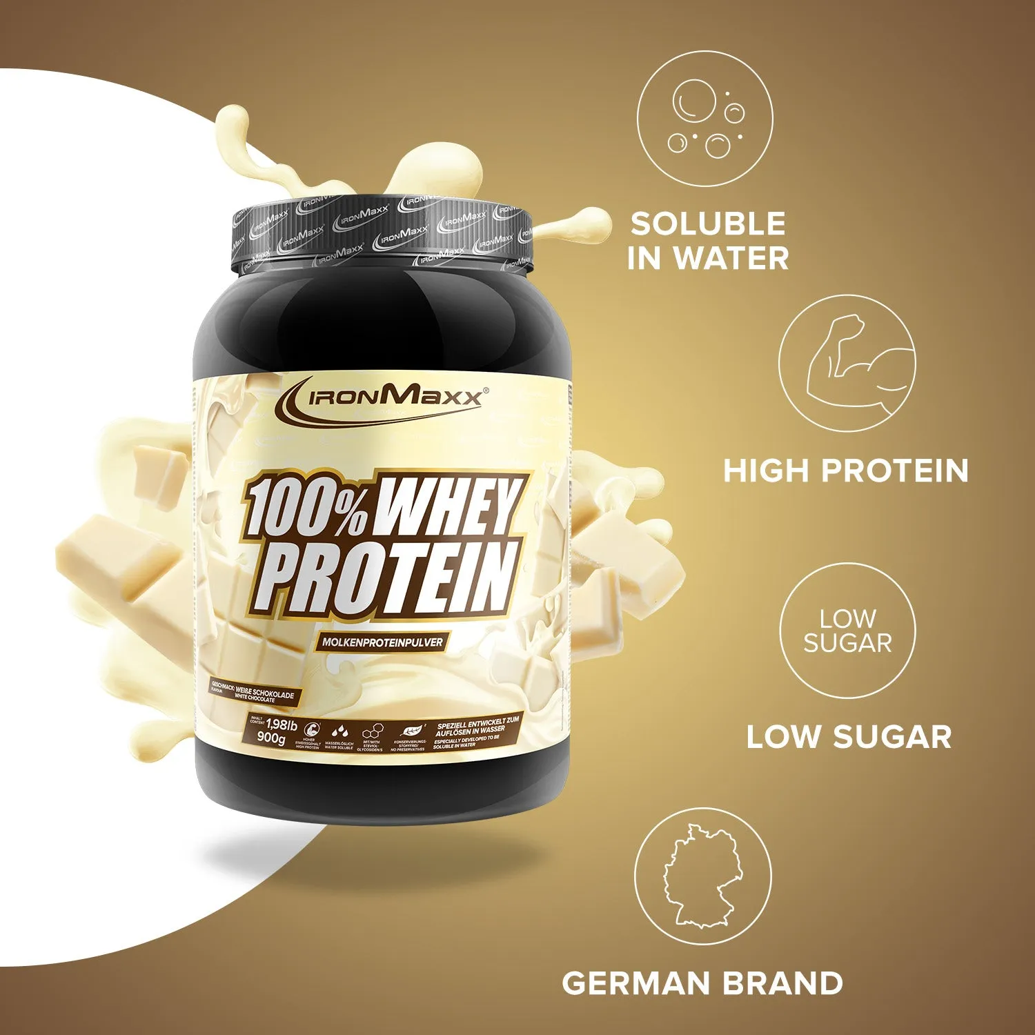 Iron Maxx 100% Whey Protein 900 g Weiße Schokolade Whey