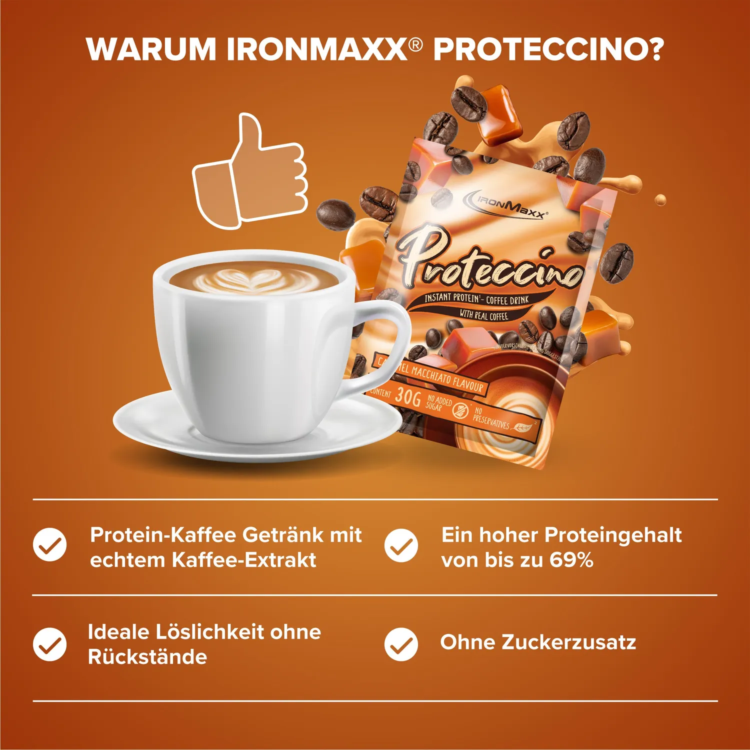 Iron Maxx Proteccino Protein-Kaffee Caramel Macchiato 30g