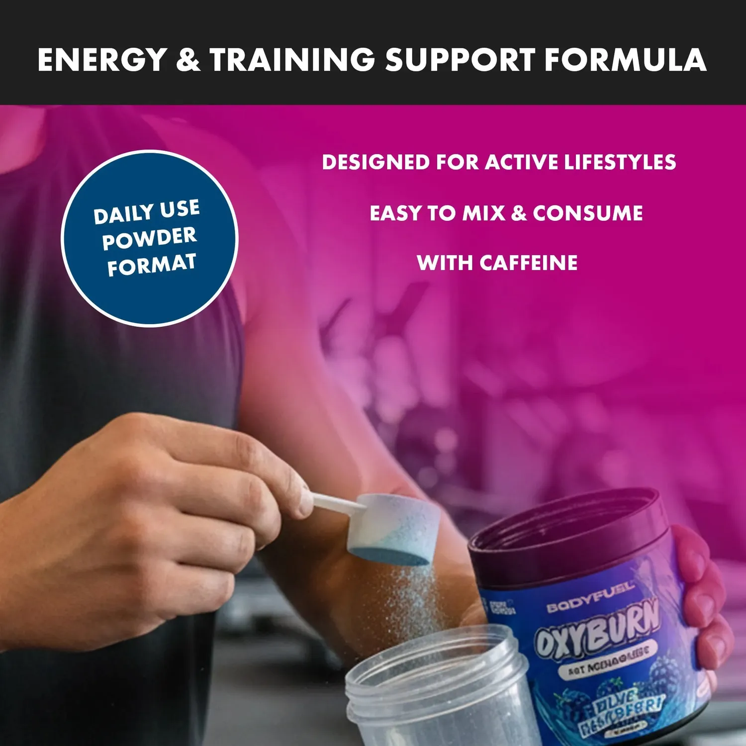Applied Nutrition BODYFUEL OxyBurn Powder Pulver Blue Raspberry Koffein