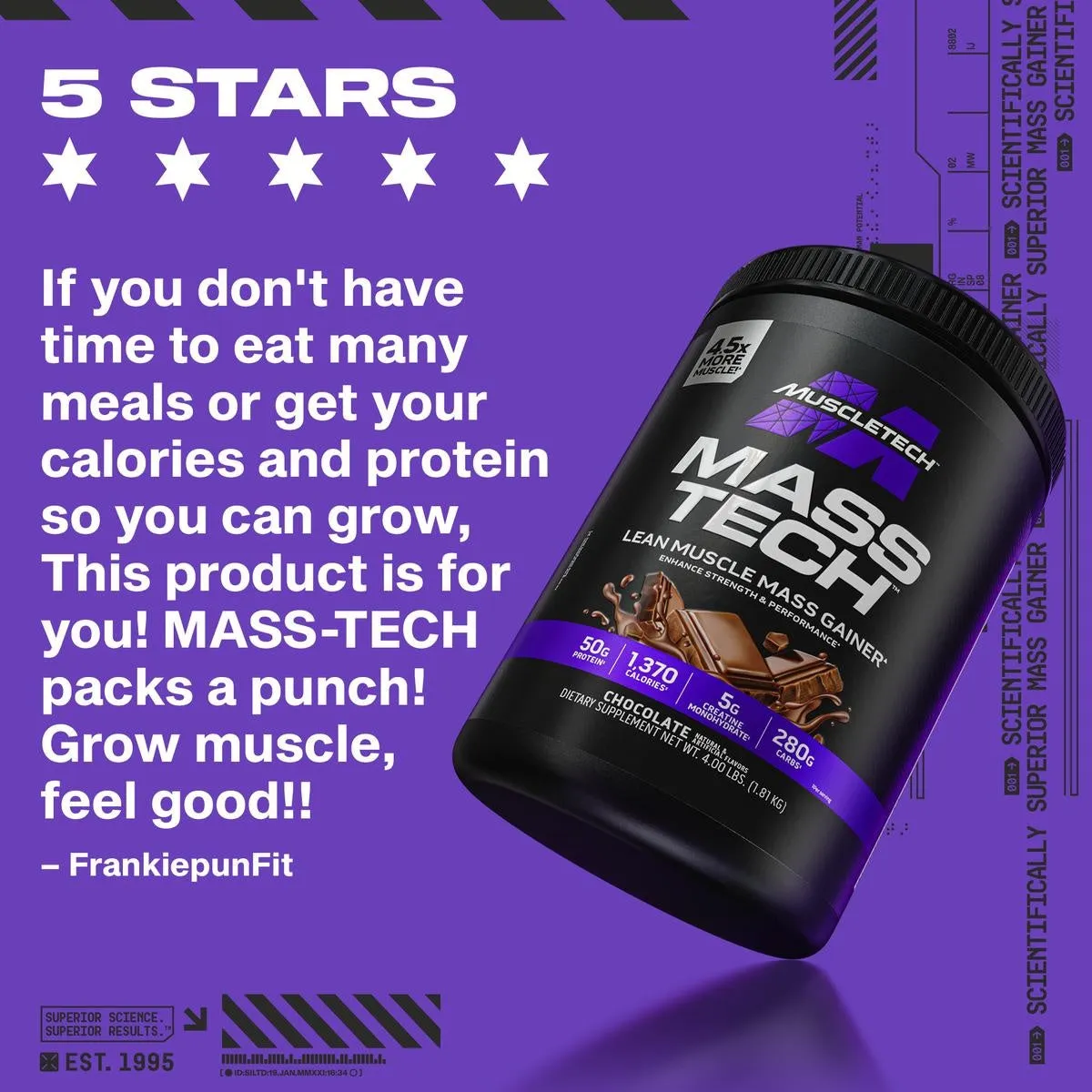 MuscleTech Mass-Tech Weight Gainer Chocolate – 1370 kcal