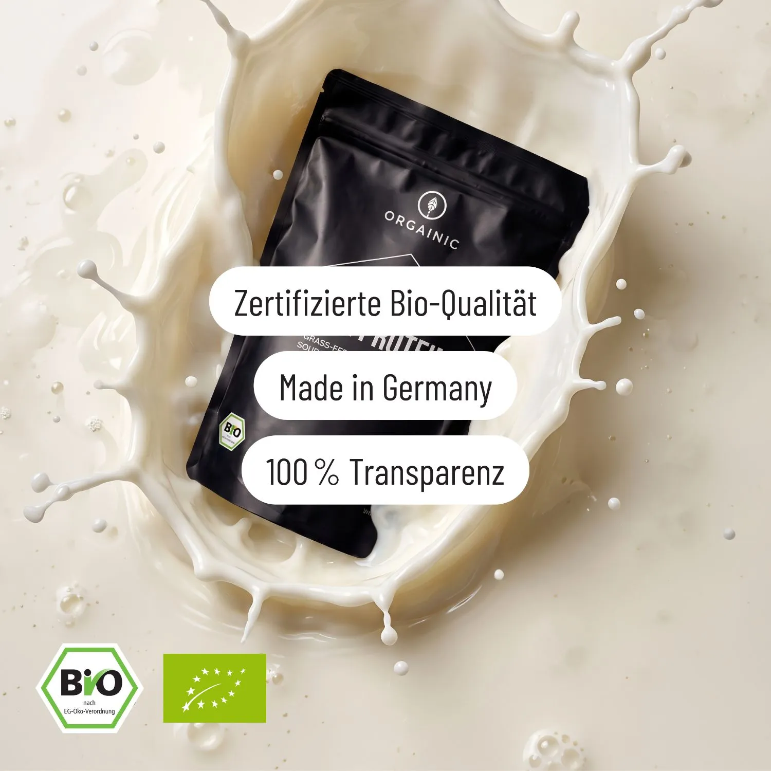 ORGAINIC Bio Milch Protein Natural Proteinpulver 1000g langsam