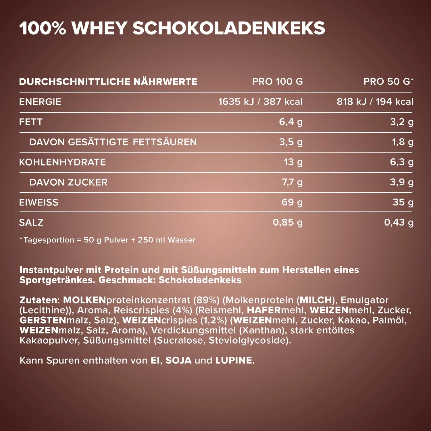 Iron Maxx 100% Whey Protein 2350g Proteinpulver Schokolade Cookies zuckerfrei