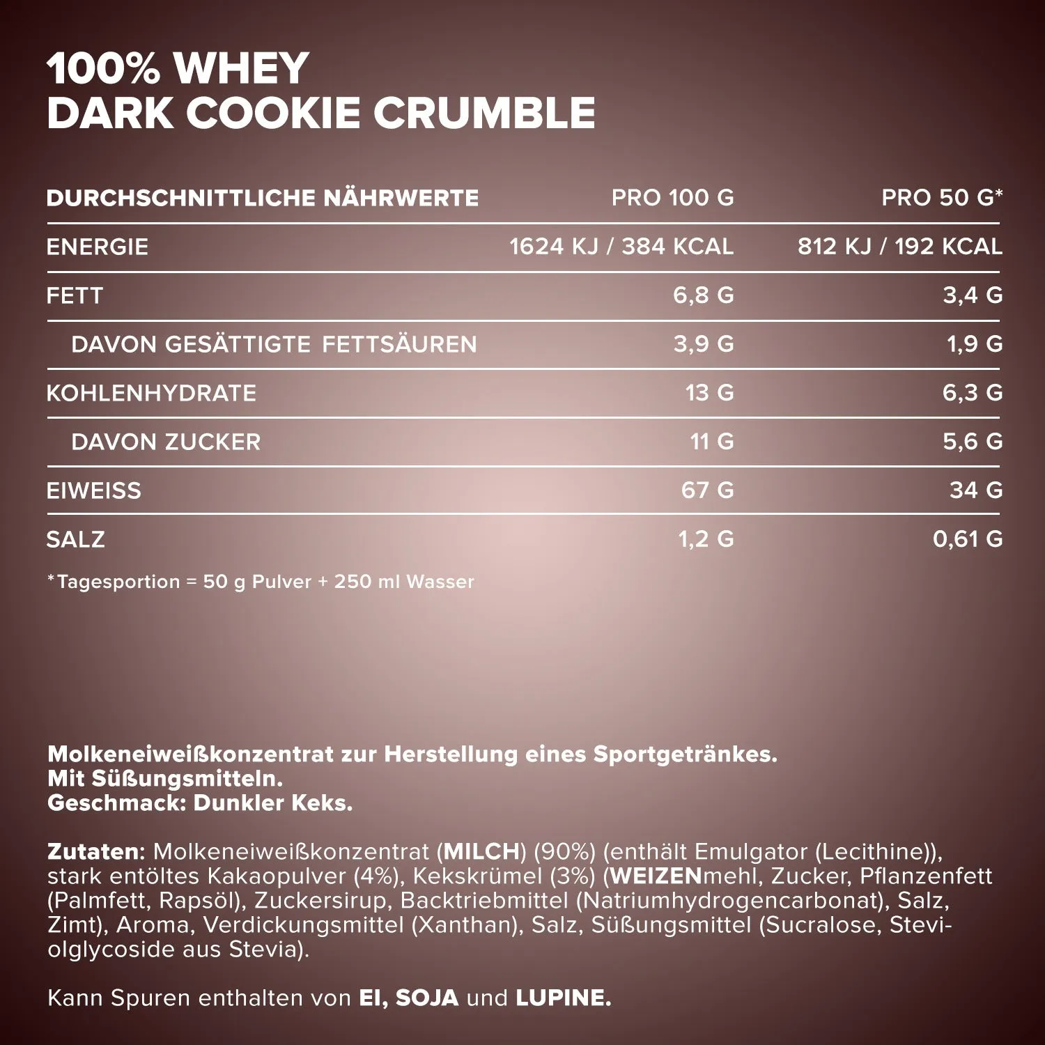Iron Maxx 100% Whey Protein 500 g Dark Cookie Crumble zuckerfrei