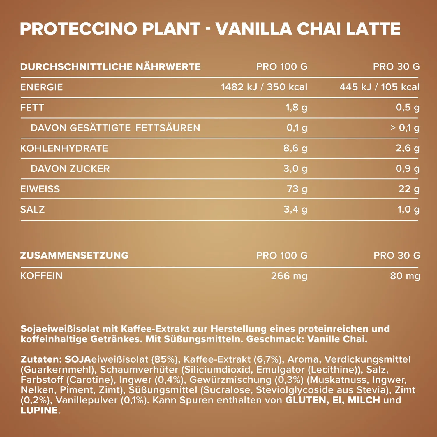 Iron Maxx Proteccino Plant Proteinpulver 500 g Vanilla Chai Latte vegan
