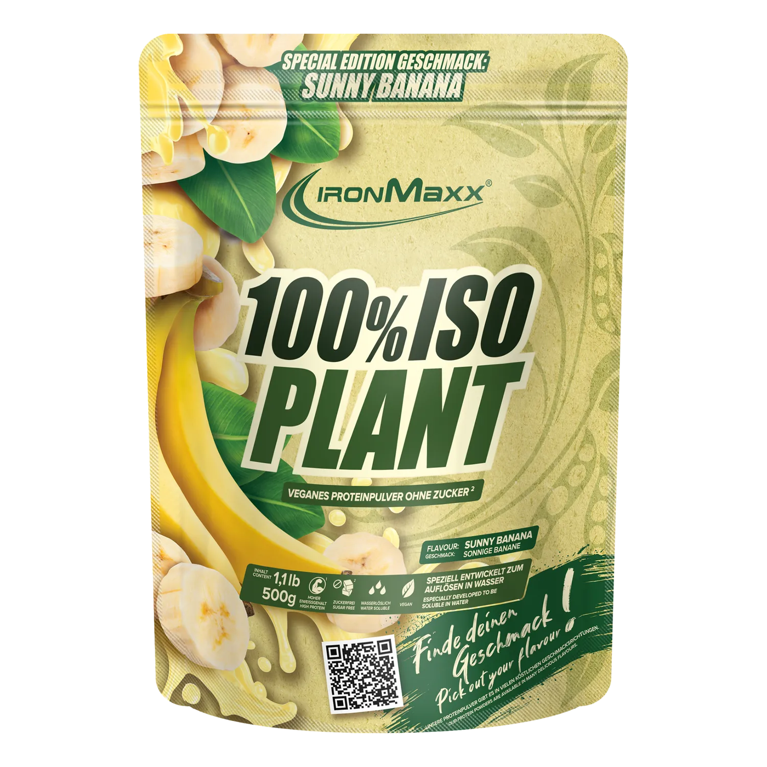Iron Maxx 100% Isolat Plant Pulver 500g Sunny Banana vegan