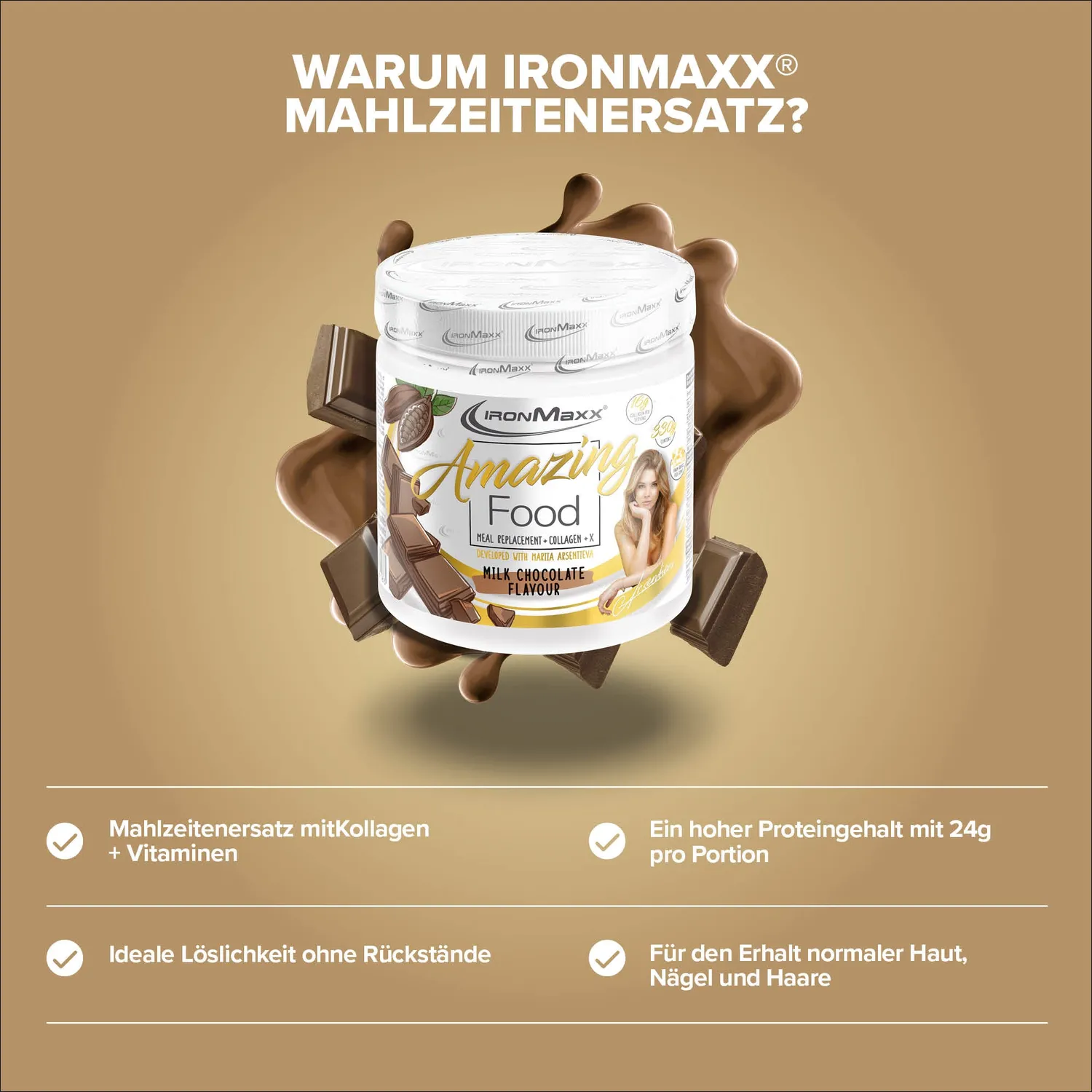 Iron Maxx Amazing Food 330g Milk Chocolate Diätpulver