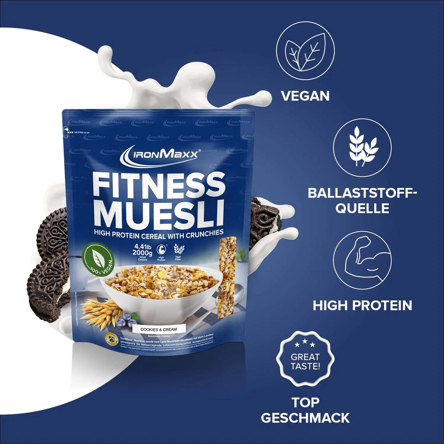 Iron Maxx Fitness Müsli 2000g Cookies & Cream vegan