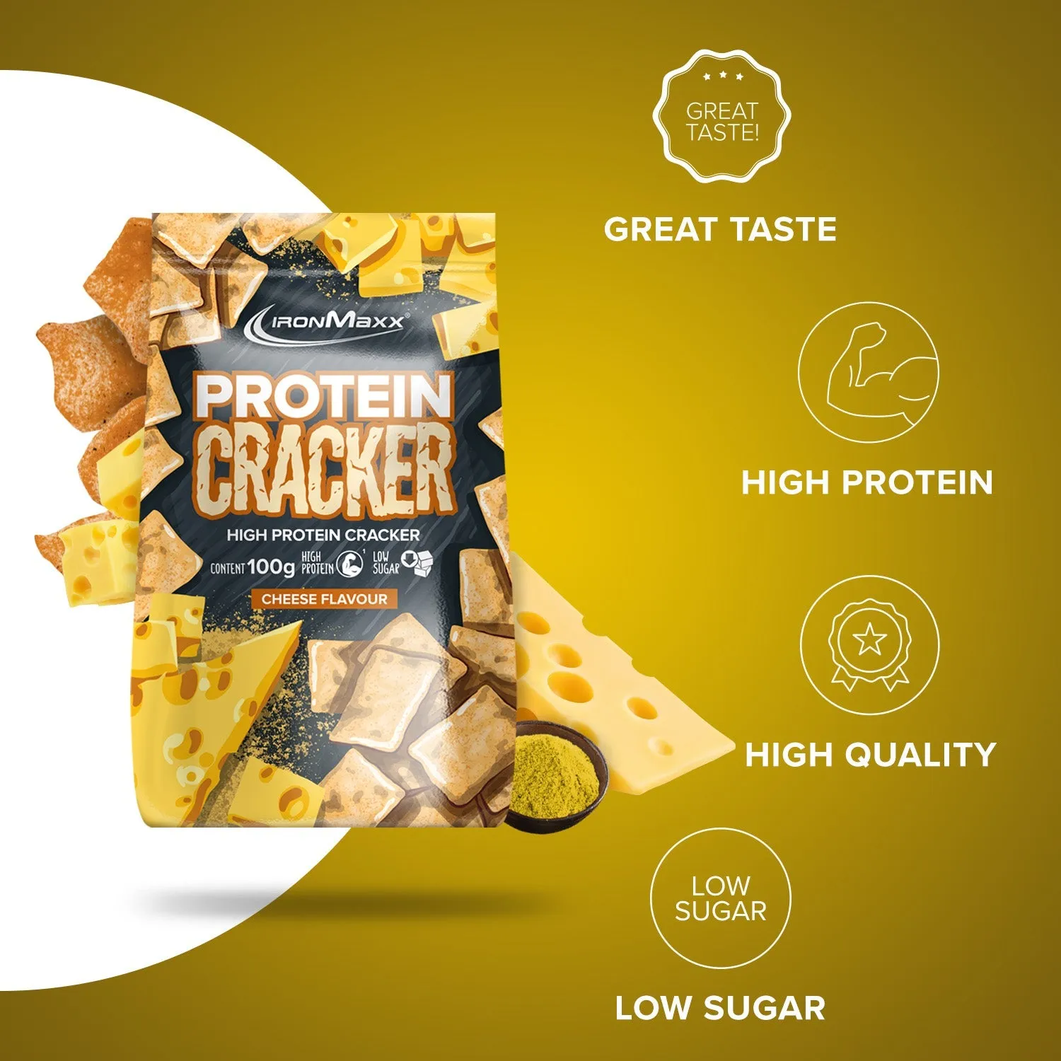 IronMaxx Protein Cracker Cheese Protein-Snack 100 g