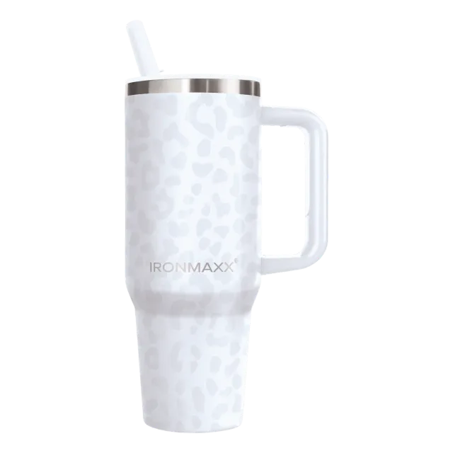 IronMaxx Cup V4.0 Trinkbecher 1200ml Leo-Style White isoliert