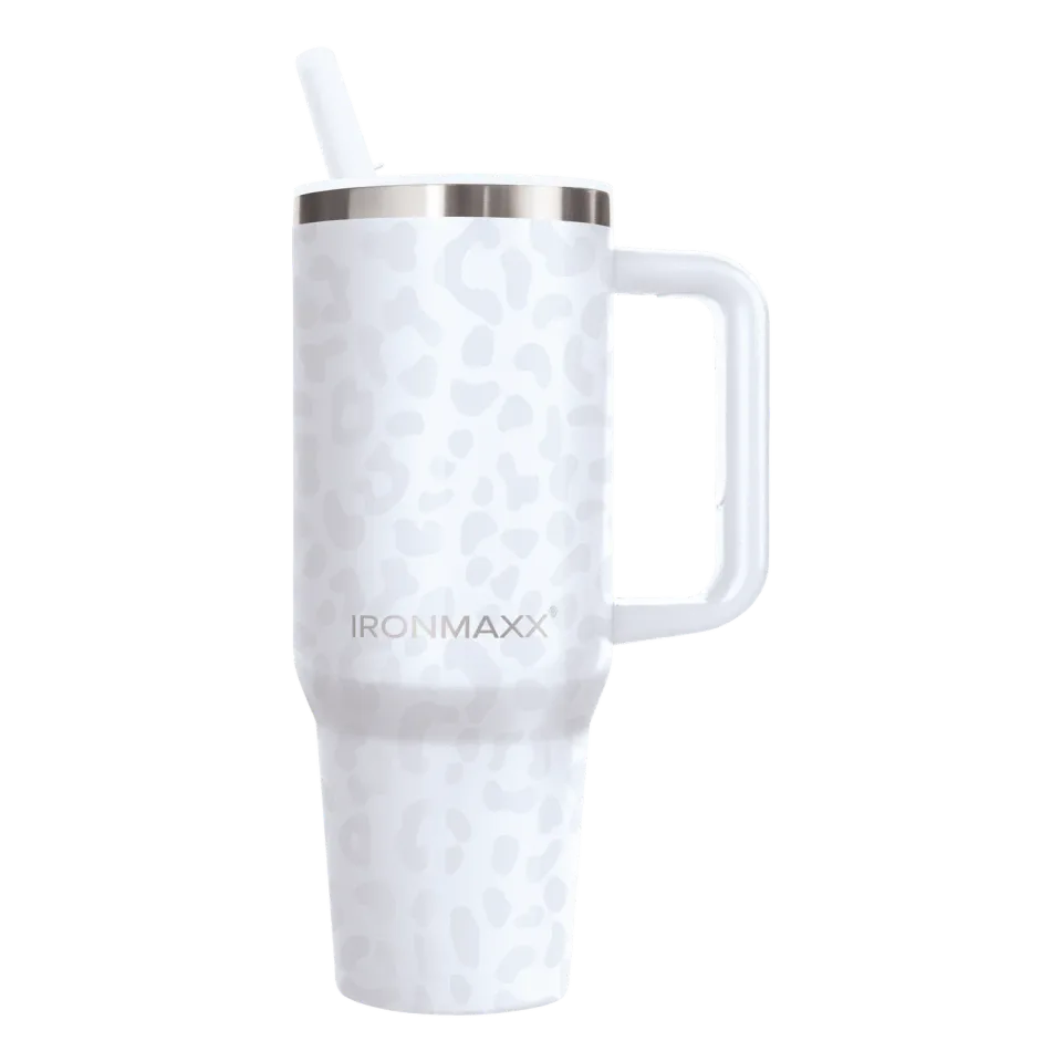 IronMaxx Cup V4.0 Trinkbecher 1200ml Leo-Style White isoliert