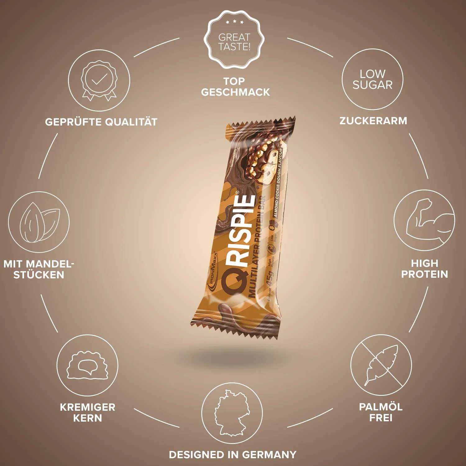 Iron Maxx Qrispie Protein Riegel Almond Cookie Dough 45 g