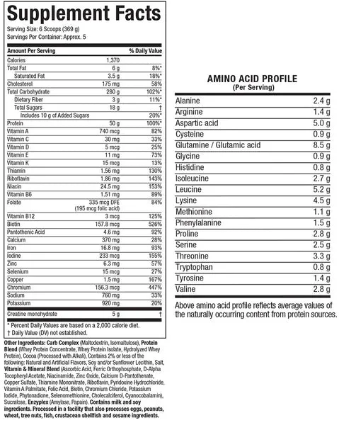 MuscleTech Mass-Tech Weight Gainer – 1370 kcal