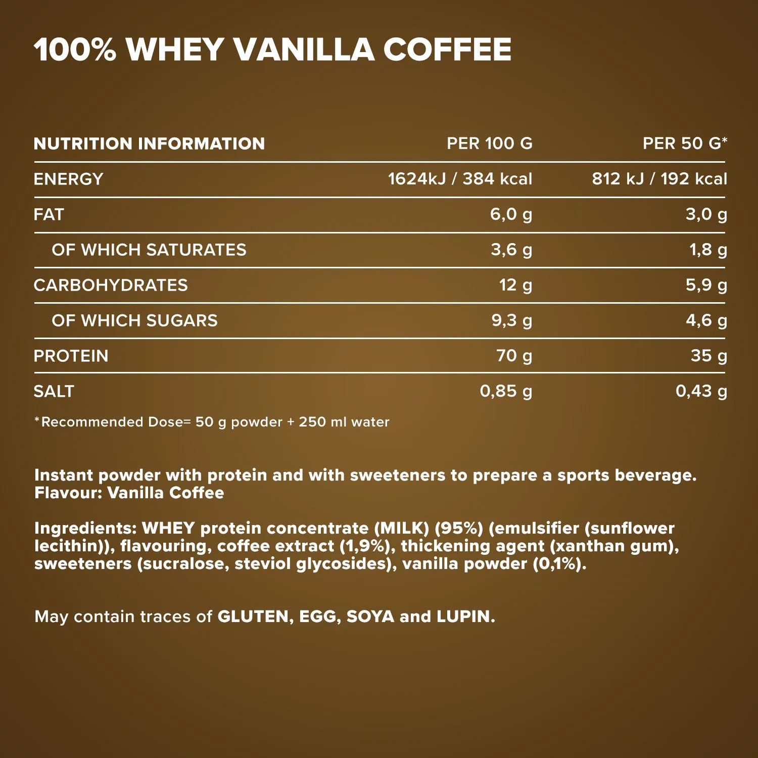 Iron Maxx 100% Whey Protein 500g Vanille Kaffee zuckerfrei
