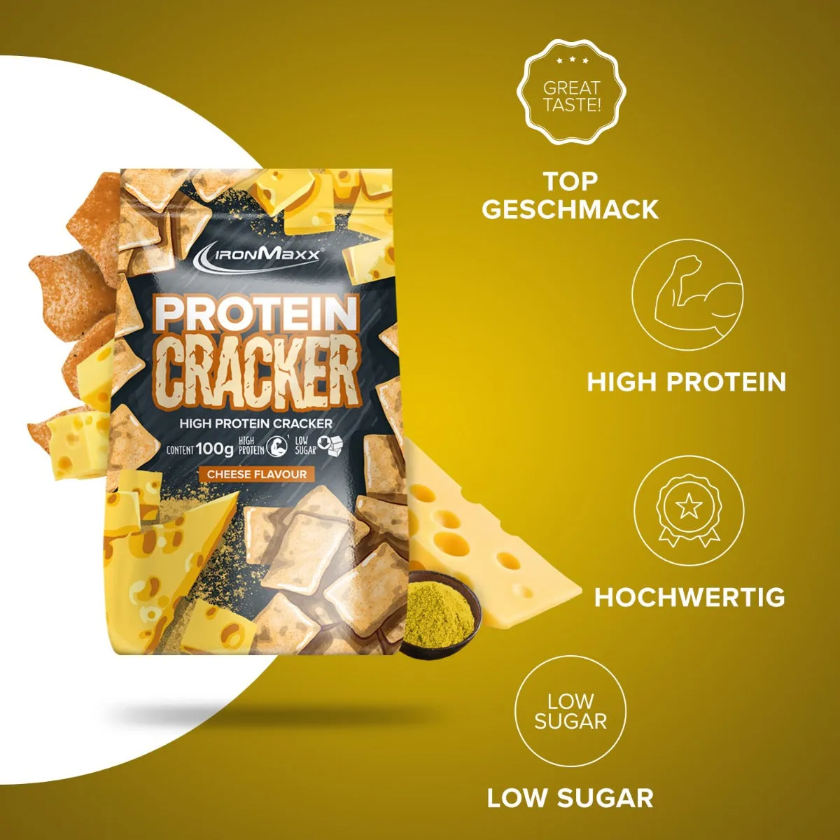 IronMaxx Protein Cracker Cheese Protein-Snack 100 g