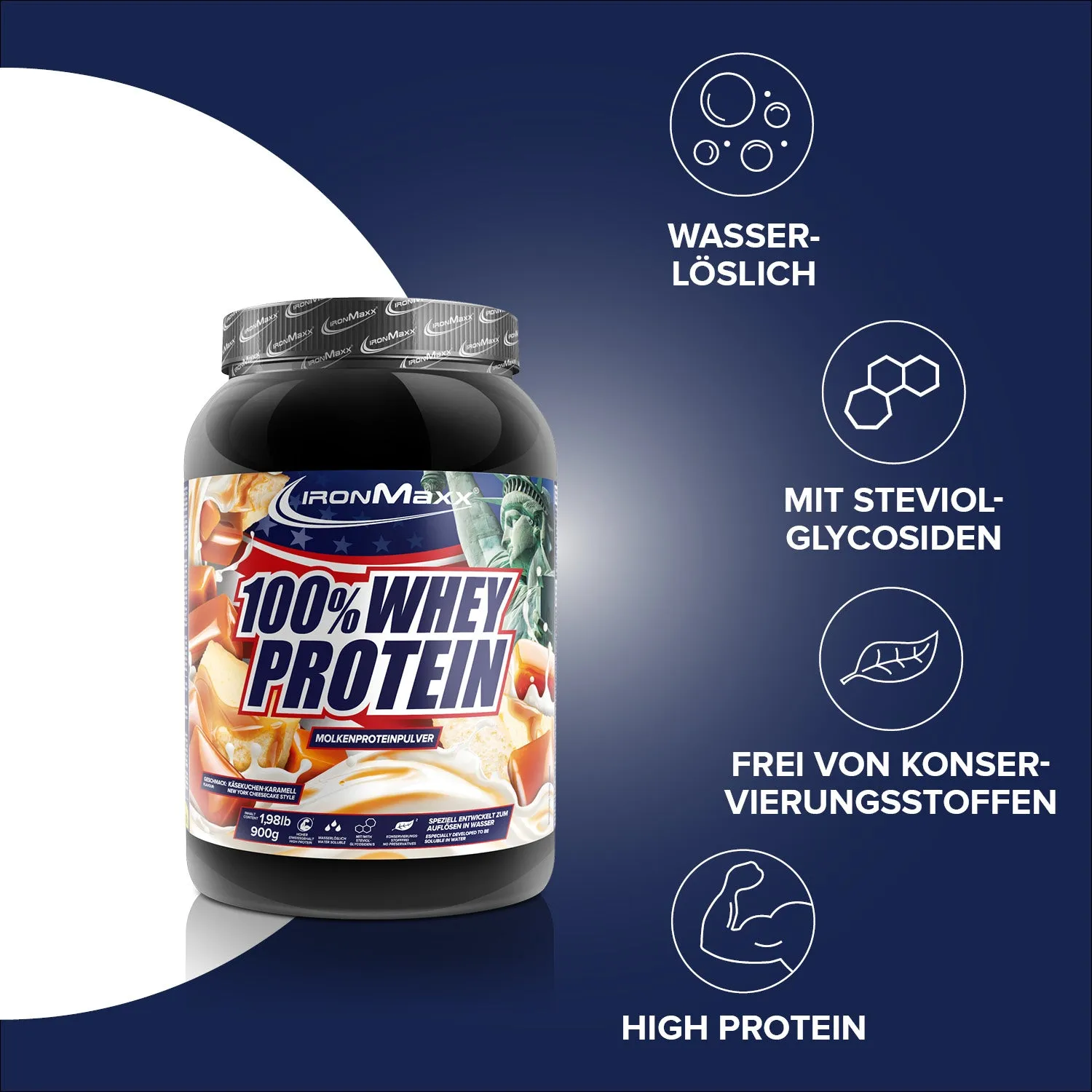 Iron Maxx 100% Whey Protein Cheesecake Pulver 900g zuckerfrei