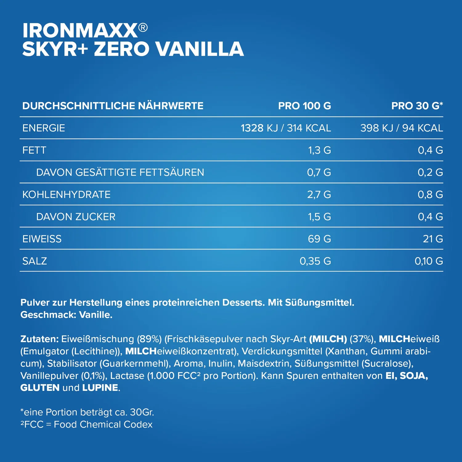 Iron Maxx Skyr+ Zero Vanilla Proteinpulver 500g eiweißreich