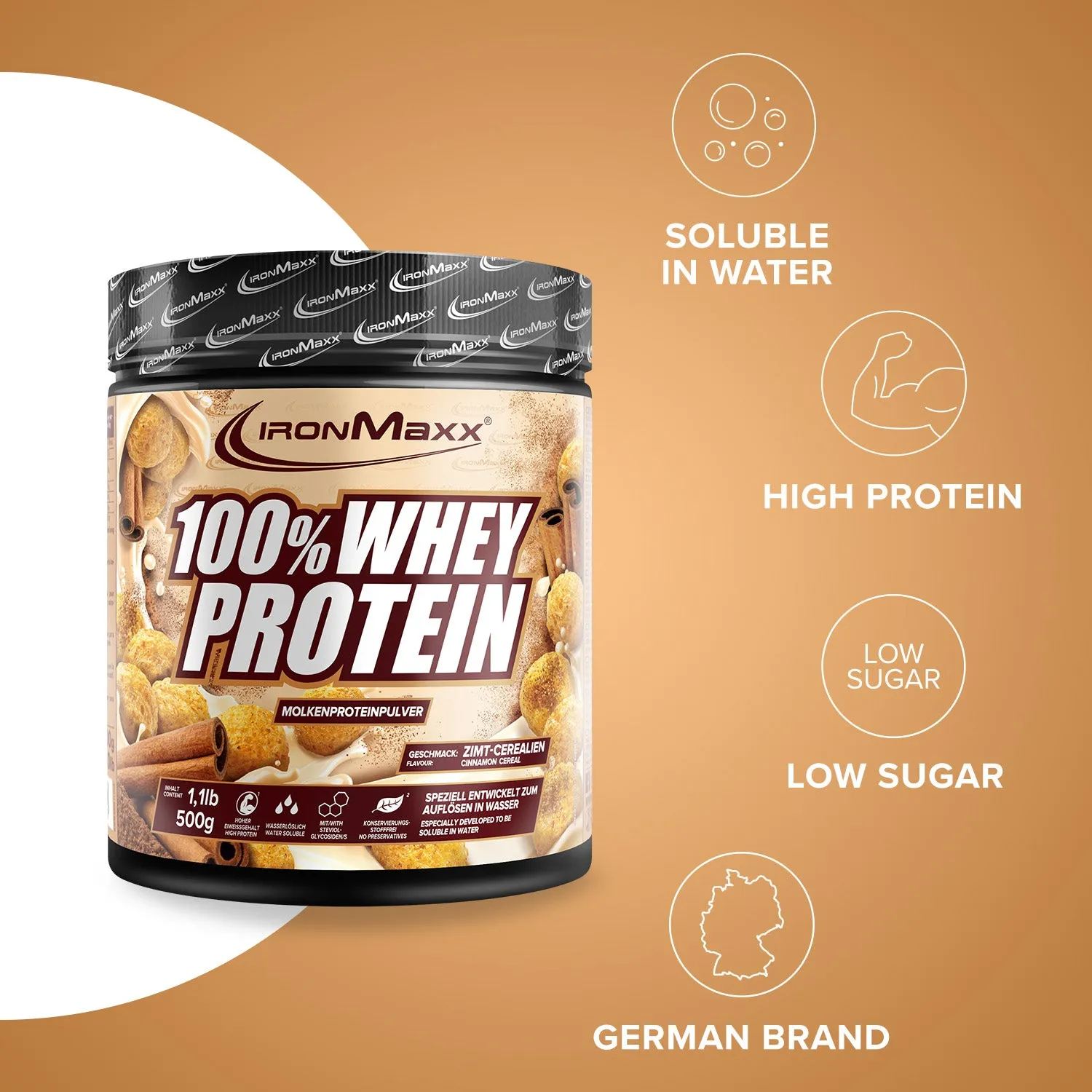 Iron Maxx 100% Whey Protein Cinnamon Cereal 500g Whey Pulver