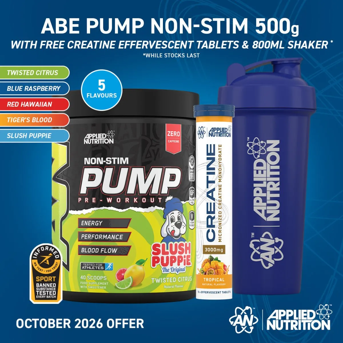 Applied Nutrition ABE Pump Zero Stim Pulver Blaue Razz 500g