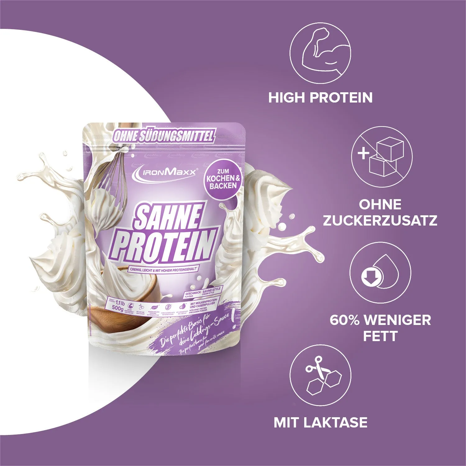 Iron Maxx Sahne Protein 500 g Proteinpulver Sahne