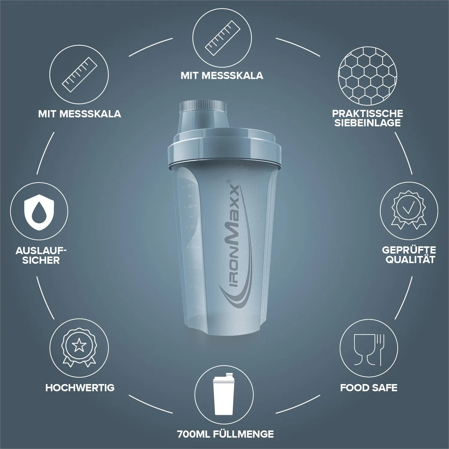 IronMaxx Shaker 700ml Kyanaite Blue Protein Shaker