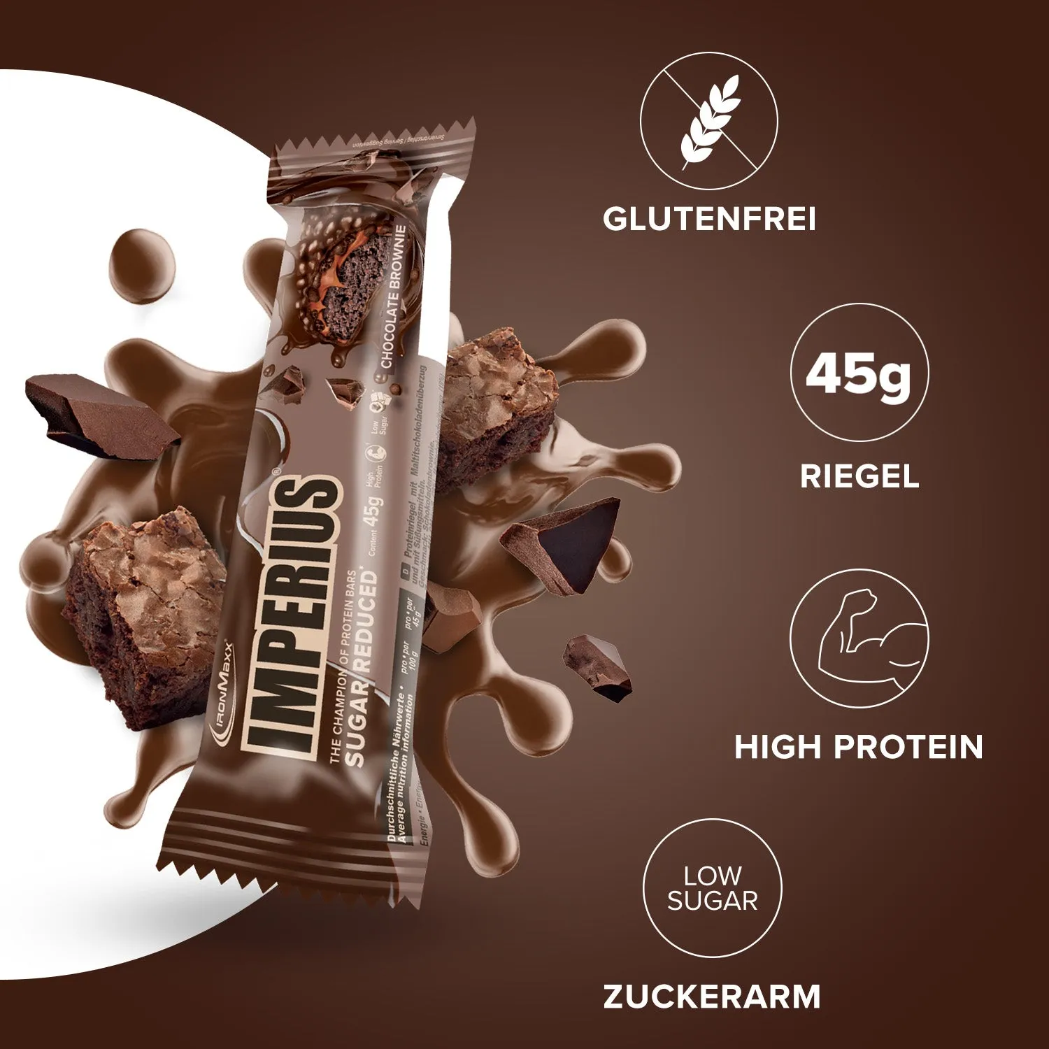 Iron Maxx Imperius Proteinriegel 45 g Chocolate Brownie ohne Süßstoffe