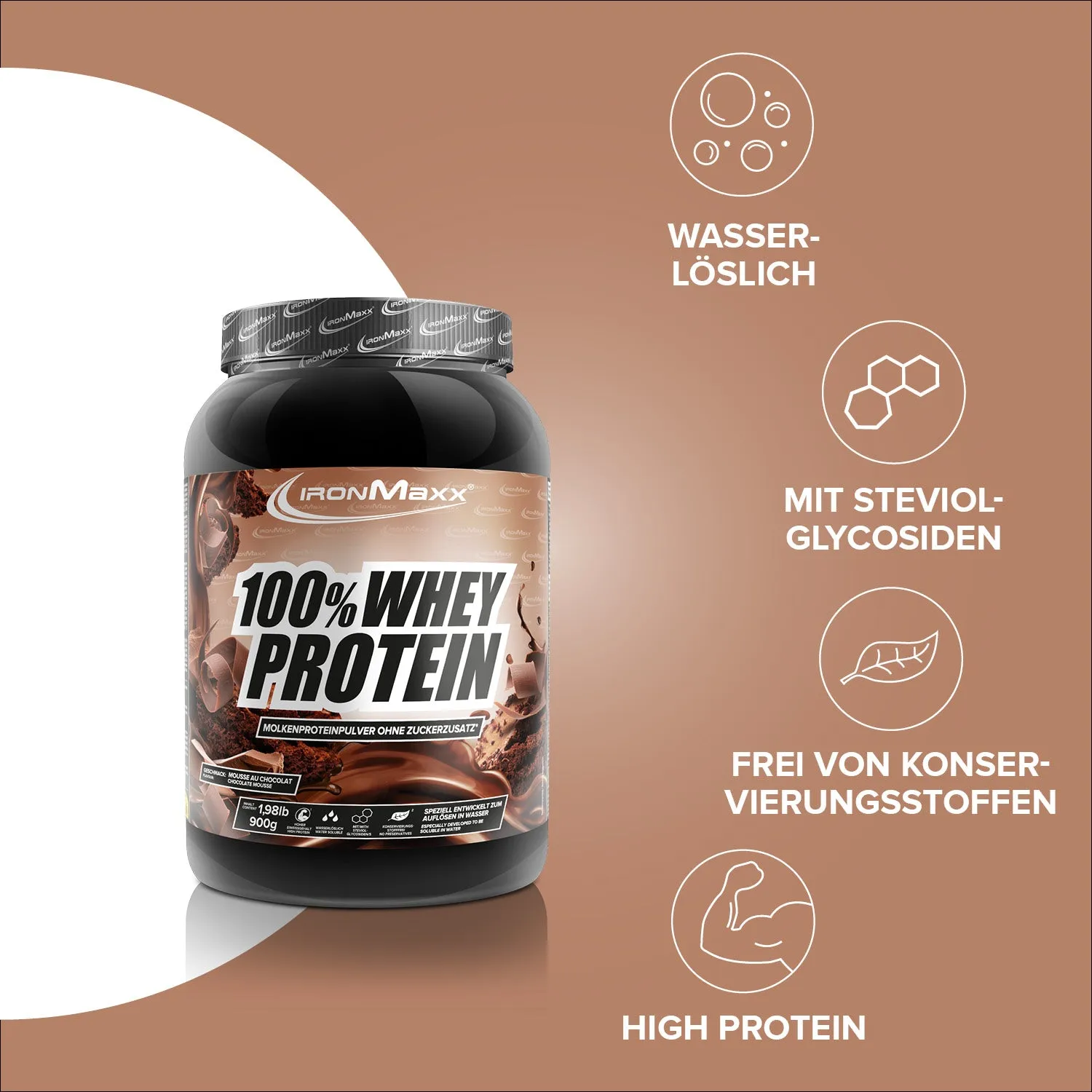 Iron Maxx 100% Whey Protein Pulver 900g Mousse au Chocolate