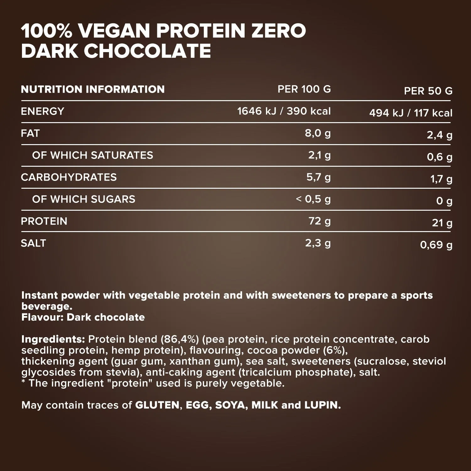 Iron Maxx 100% Vegan Protein Zero Pulver Dark Chocolate 500 g zuckerfrei