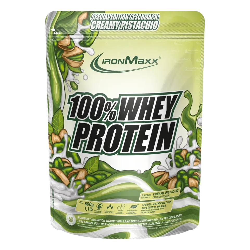 Iron Maxx 100% Whey Protein Creamy Pistazie Pulver 500g zuckerfrei